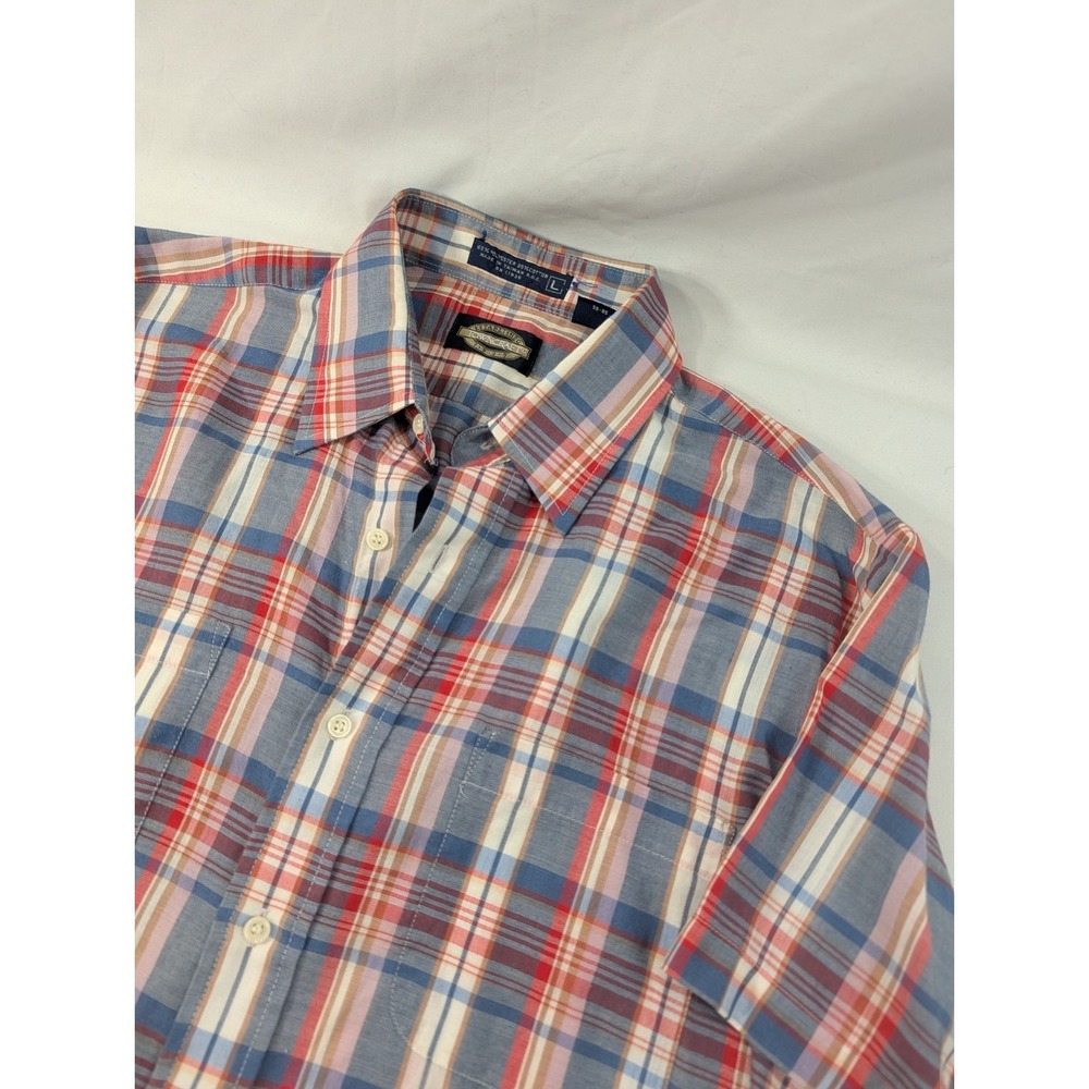 Towncraft Vintage Lightweight‎ Tapered Button Shirt Short Sleeve Plaid Size L